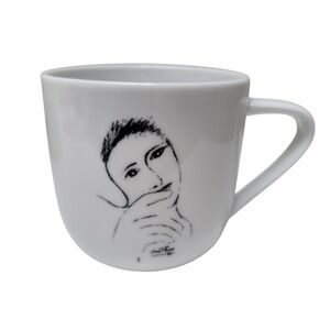 Carrol Boyes Sketchbook Face Mug Porcelain White Black Functional Art